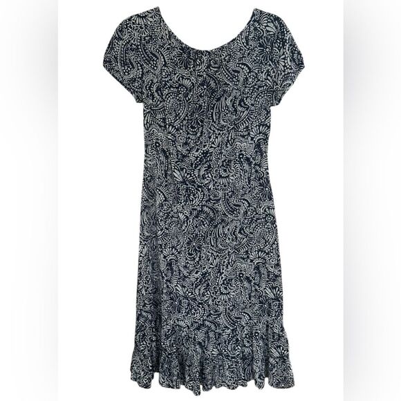 Eddie Bauer Blue Paisley Floral Peasant Lined Dress. Built-in cami. Size S - Picture 2 of 8